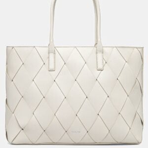 CALVIN KLEIN WOVEN TOTE BAG - OFF WHITE