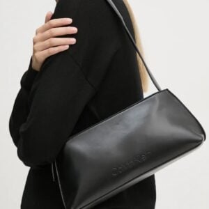 CALVIN KLEIN SHINY SHOULDER BAG - BLACK