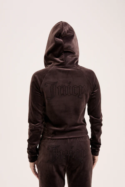 JUICY COUTURE CRYSTAL VELOUR SET - CHOCOLATE