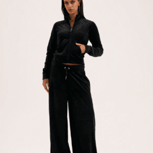 JUICY COUTURE OVERSIZED SIDE CRYSTAL VELOUR SET - BLACK