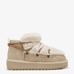 LOW FLAT WITH FUR - BEIGE