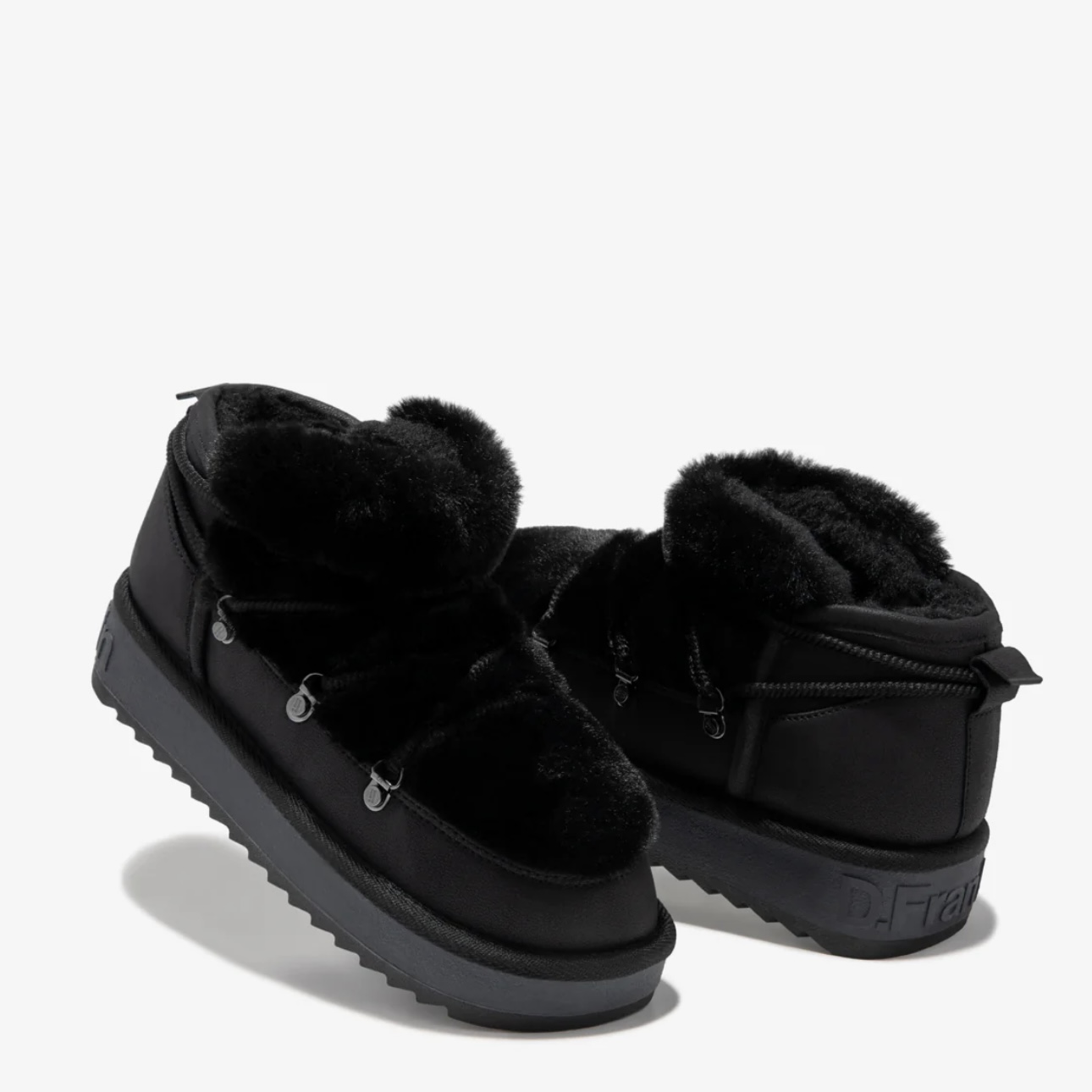 LOW FLAT WITH FUR - BLACK - Image 3