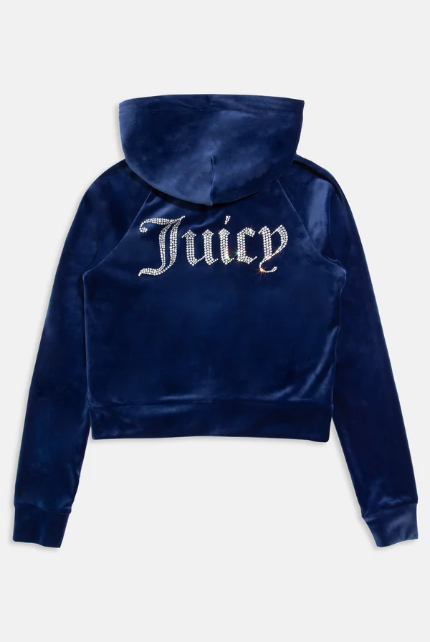 JUICY COUTURE CRYSTAL VELOUR SET - DARK BLUE - Image 3