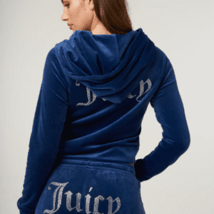 JUICY COUTURE CRYSTAL VELOUR SET - DARK BLUE