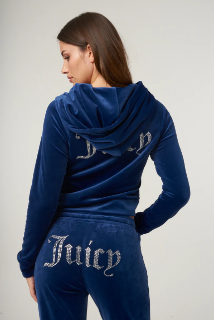 JUICY COUTURE CRYSTAL VELOUR SET - DARK BLUE