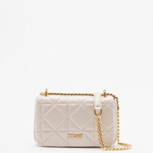 JUST CAVALLI DIAMON QUILT MEDIUM SHOULDER BAG - CREAM