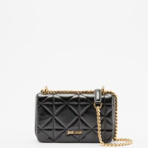 JUST CAVALLI DIAMON QUILT MEDIUM SHOULDER BAG - BLACK
