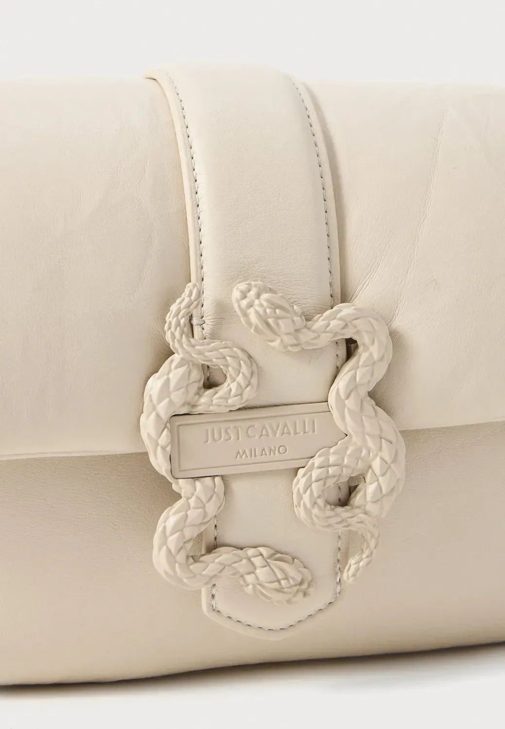 JUST CAVALLI MEDIUM PUFFER SNAKE LOGO - CREAM - Image 5
