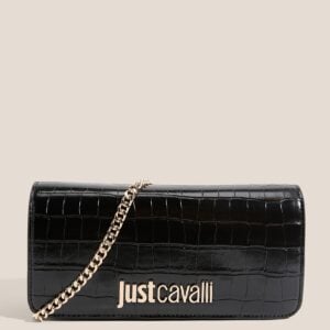 JUST CAVALLI FLAPPED CROC SHOULDER BAG