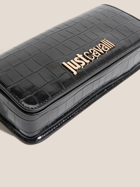 JUST CAVALLI FLAPPED CROC SHOULDER BAG - Image 3