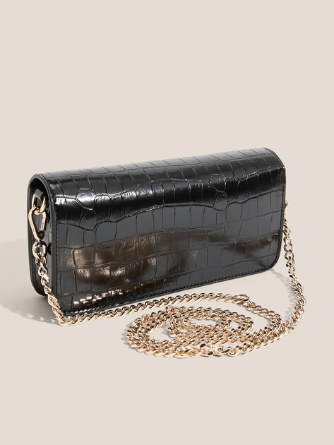 JUST CAVALLI FLAPPED CROC SHOULDER BAG - Image 2