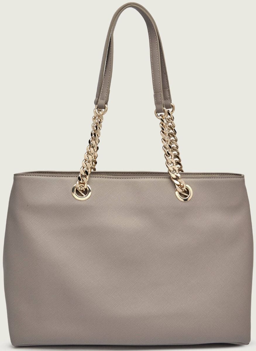 JUST CAVALLI LARGE CHAINED SAFFIANO SHOULDER BAG - TAUPE - Image 2