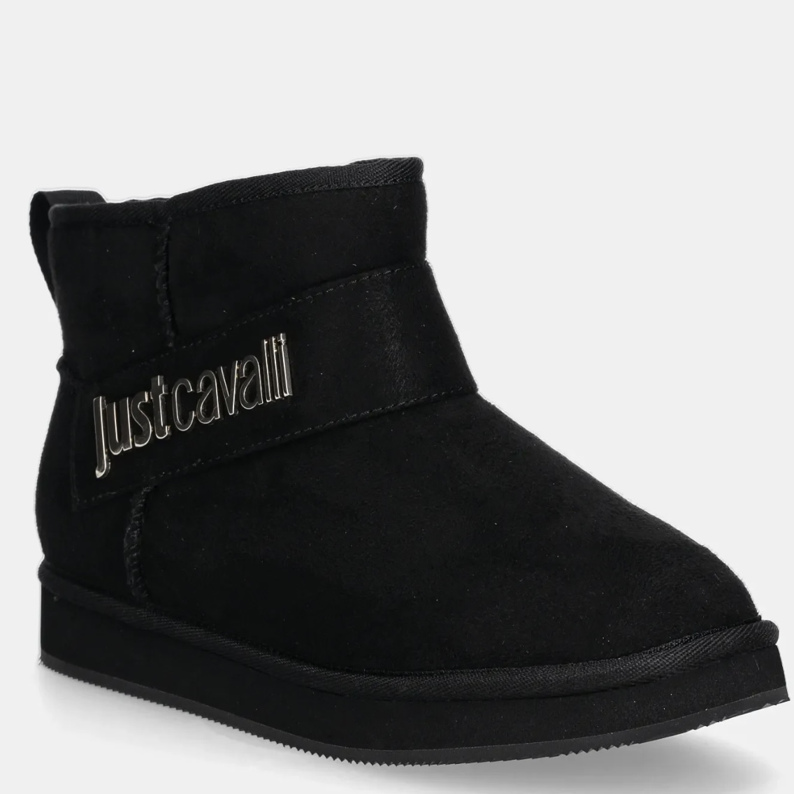 JUST CAVALLI SUEDE LOGO BOOTIES - BLACK - Image 2