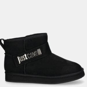 JUST CAVALLI SUEDE LOGO BOOTIES - BLACK