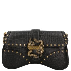 JUST CAVALLI ICONIC CROC STUDDED SHOULDER BAG