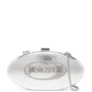 JUST CAVALLI OVAL CLUTCH - SILVER