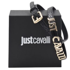 JUST CAVALLI THIN LOGO BELT - BLACK