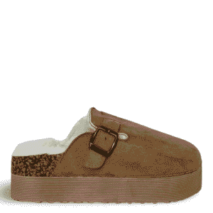 FUR LINED SUEDE FLATS - CAMEL