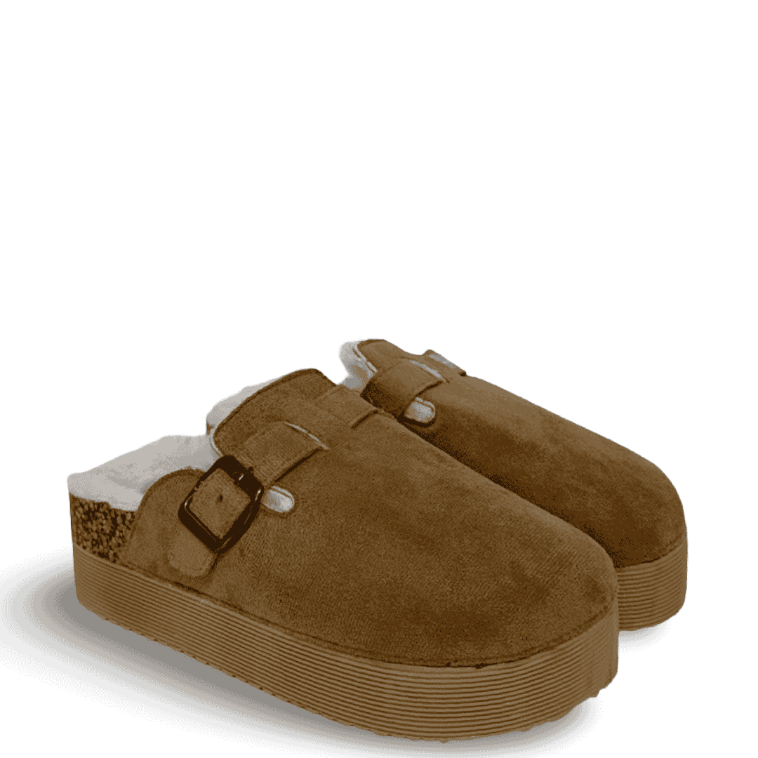 FUR LINED SUEDE FLATS - CAMEL - Image 2