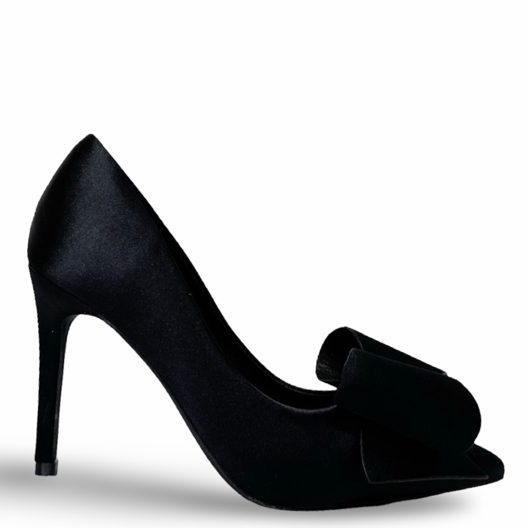 CARLA BOW TIE HEELS - BLACK