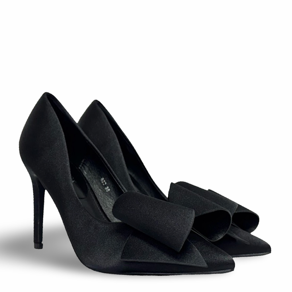CARLA BOW TIE HEELS - BLACK - Image 2