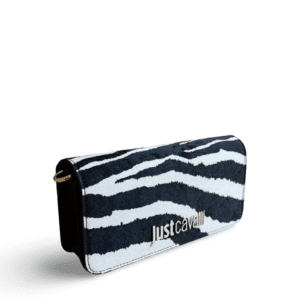 JUST CAVALLI FLAPPED ZEBRA SHOULDER BAG