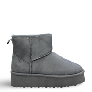 SUEDE HIGH-SOLE FUR BOOTIES - GREY