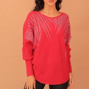 SOPHIA CRYSTAL EMBELLISHED KNIT - RED