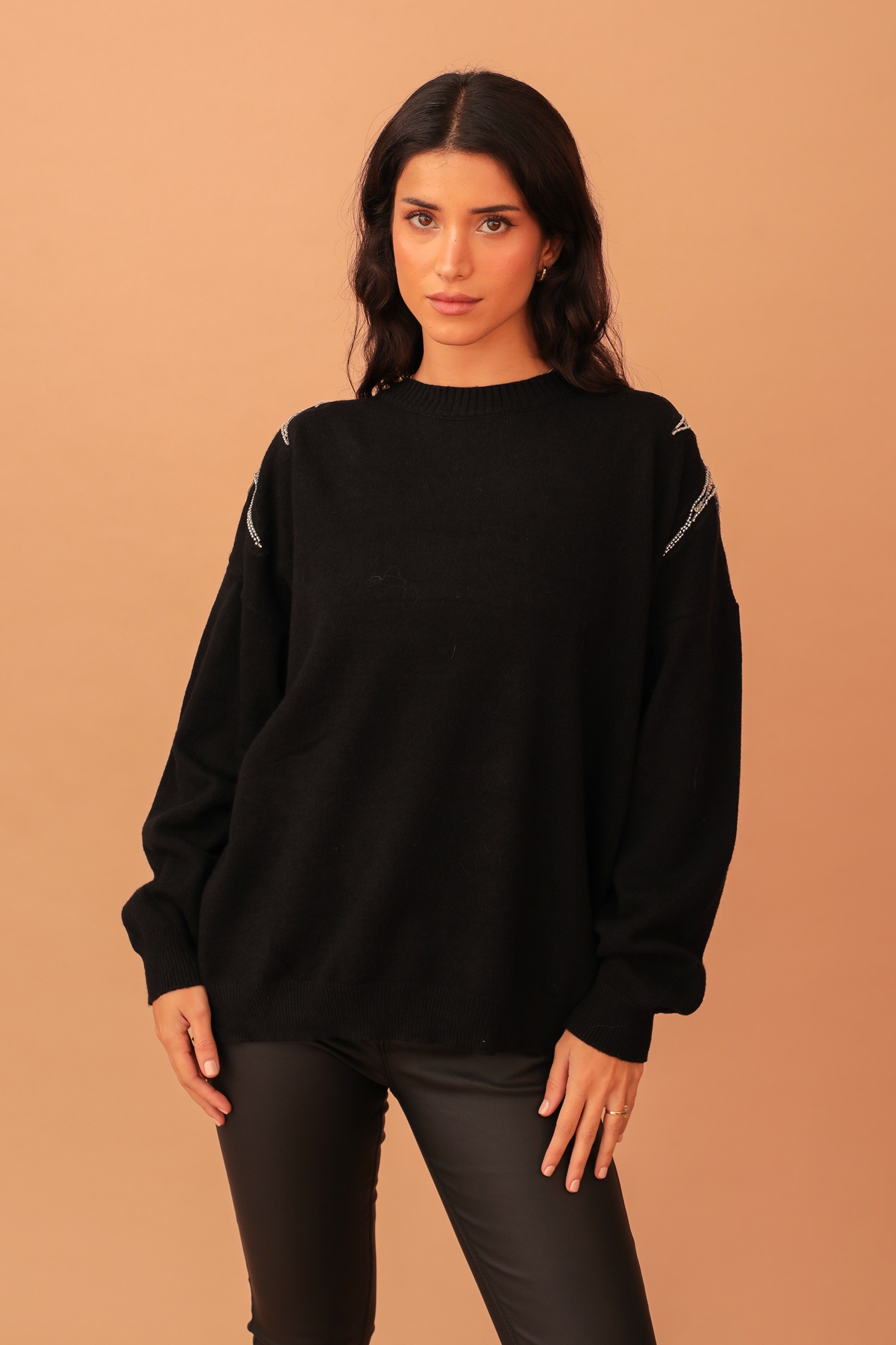 CAMILA FEATHER EMBELLISHED SHIRT - BLACK - Image 2