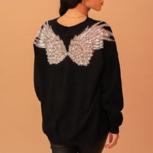 CAMILA FEATHER EMBELLISHED SHIRT - BLACK