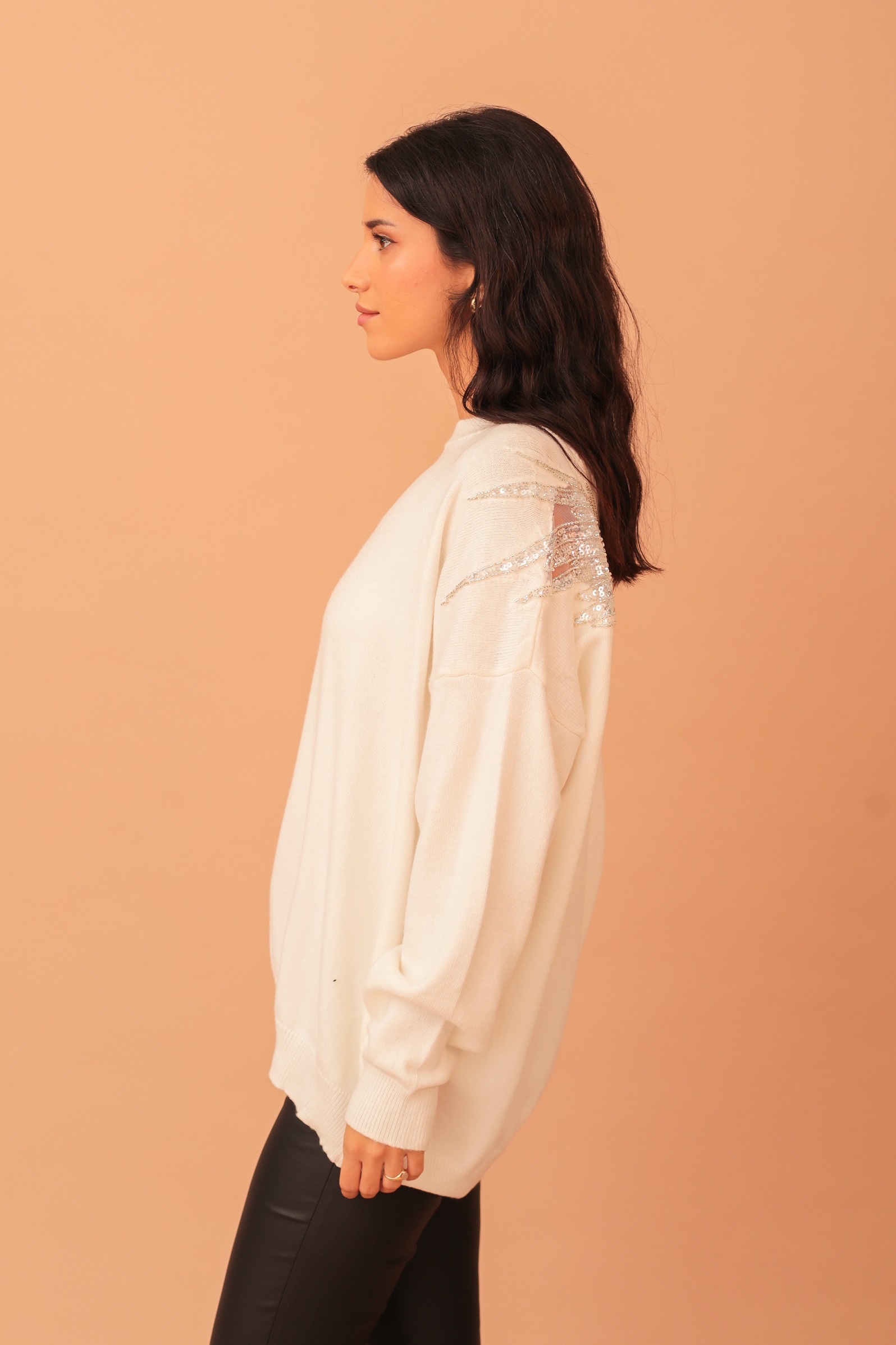 CAMILA FEATHER EMBELLISHED SHIRT - WHITE - Image 3