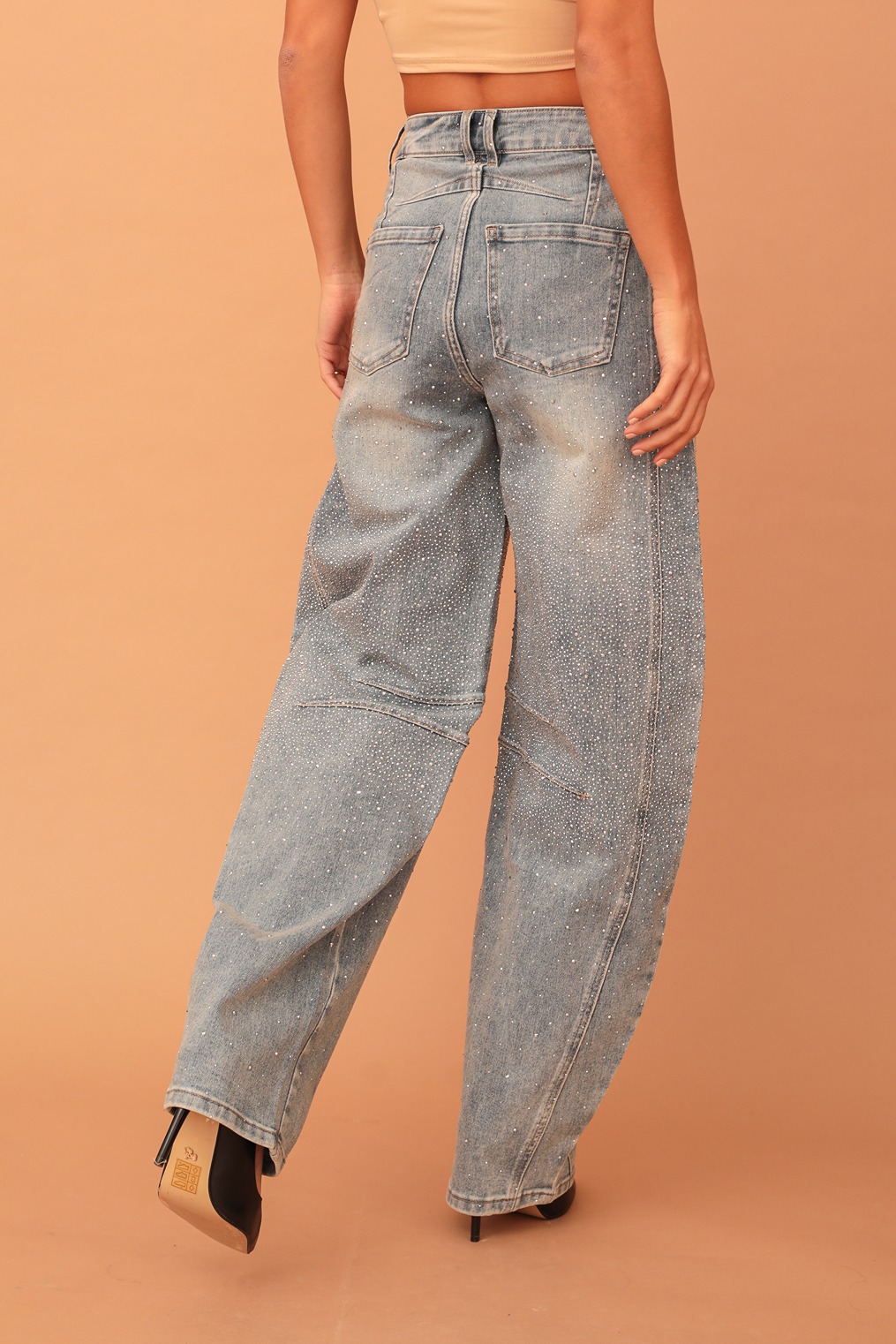 ARIA CRYSTAL EMBELLISHED BANANA DENIM - LIGHT BLUE - Image 2