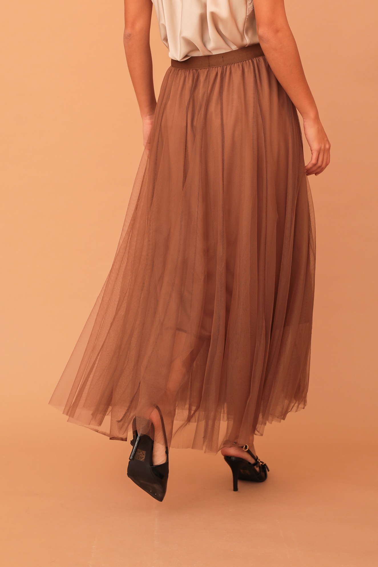 ZOE TULLE SKIRT - BROWN - Image 3