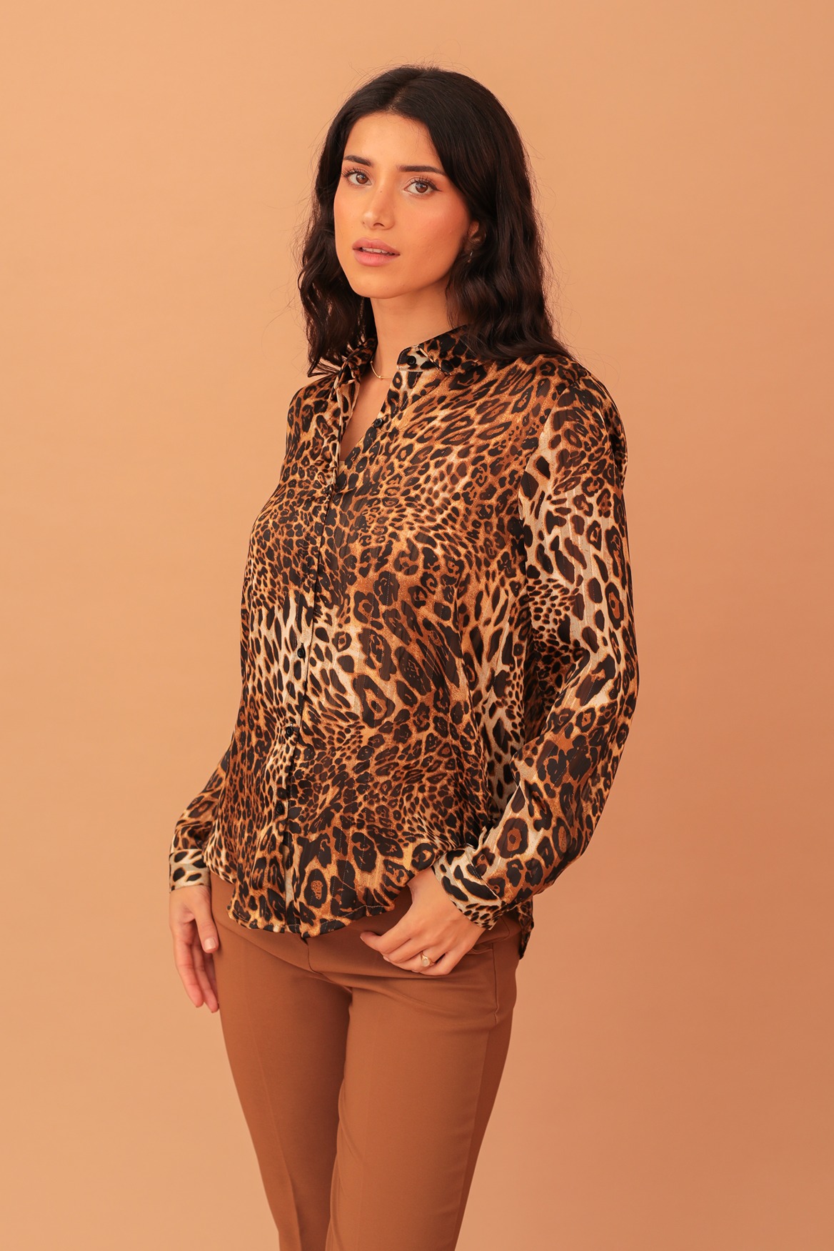 ANLA GOLD-WEAVE LEOPARD SHIRT - Image 4