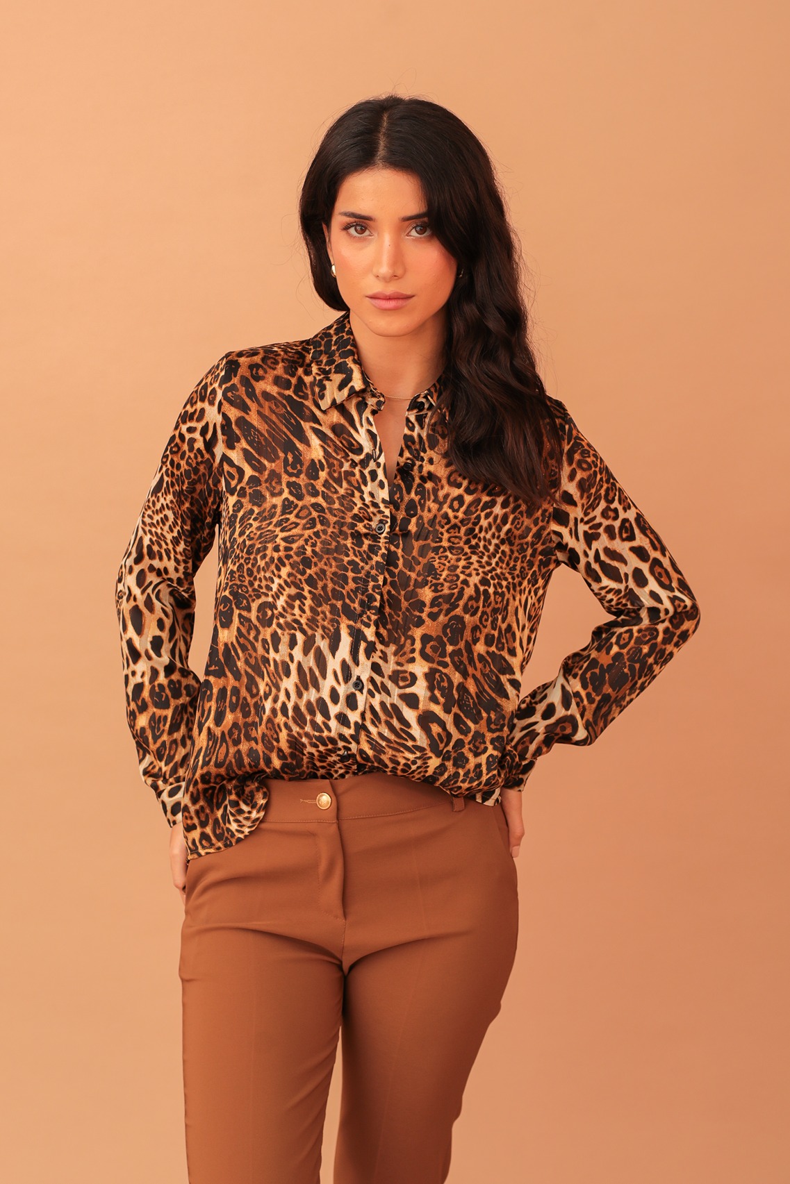 ANLA GOLD-WEAVE LEOPARD SHIRT - Image 3