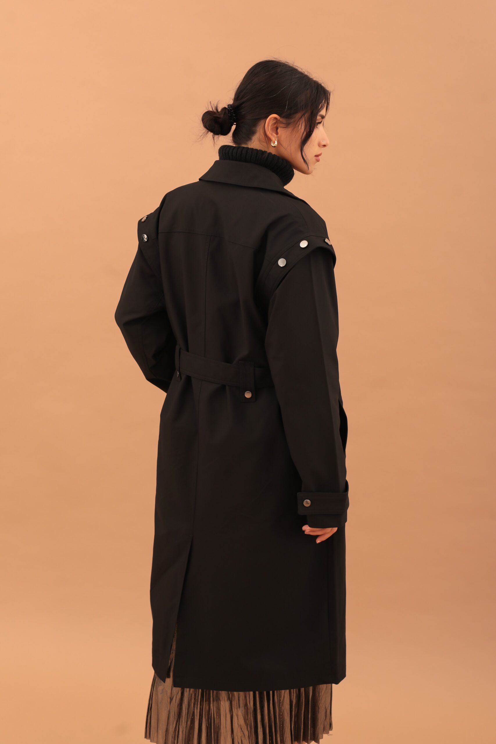 CHIARA STUDDED COAT - BLACK - Image 2