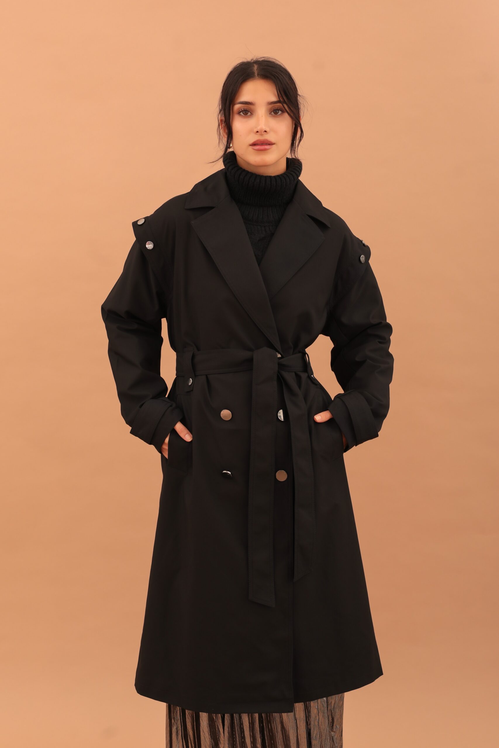 CHIARA STUDDED COAT - BLACK - Image 3