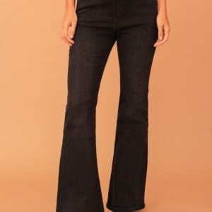 DENIM BELL TROUSERS - BLACK