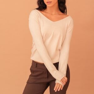 LYDIA V-NECK SOFT KNIT - BEIGE