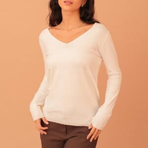 LYDIA V-NECK SOFT KNIT - WHITE