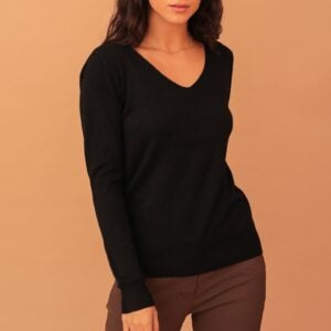 LYDIA V-NECK SOFT KNIT - BLACK