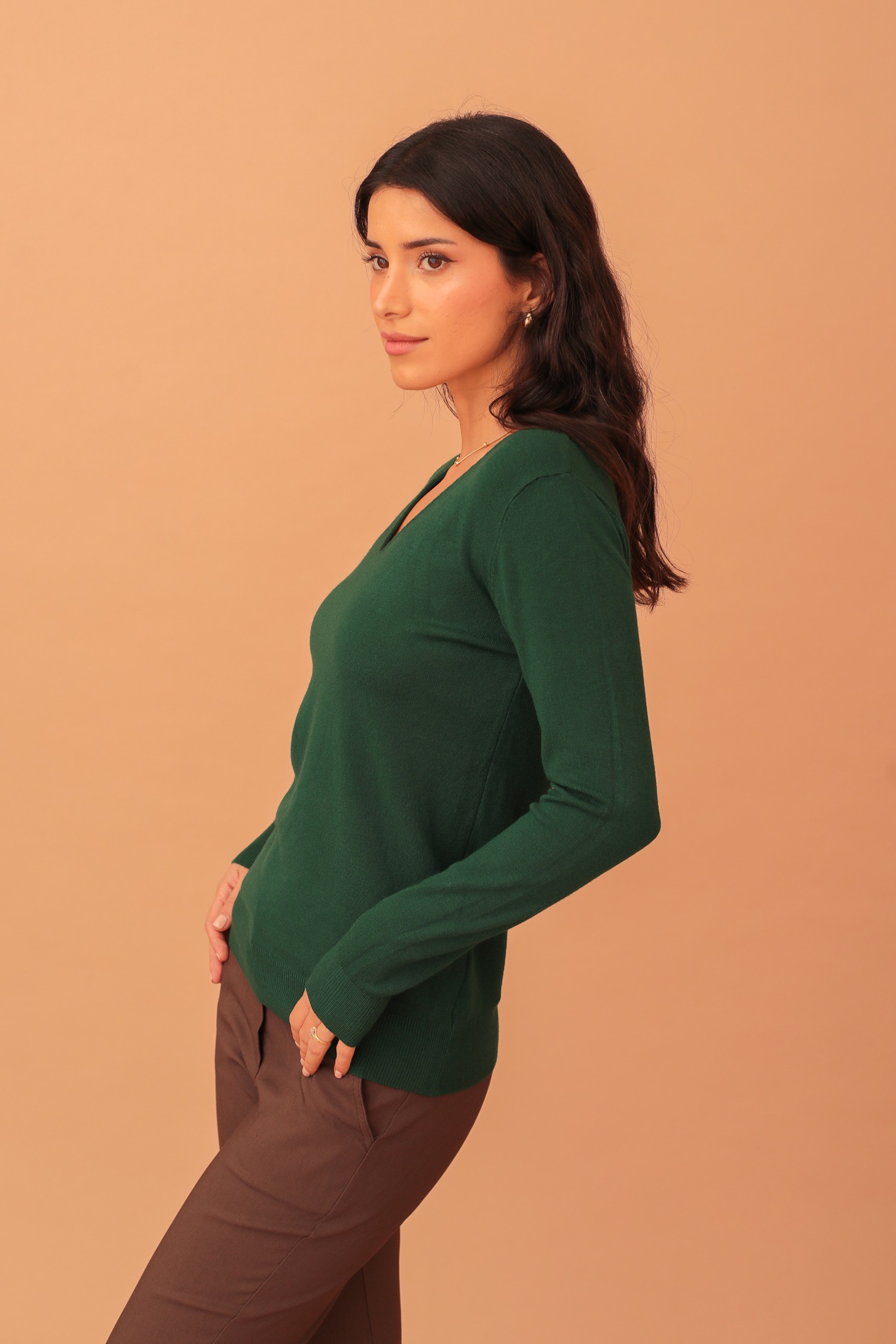 LYDIA V-NECK SOFT KNIT - GREEN - Image 3