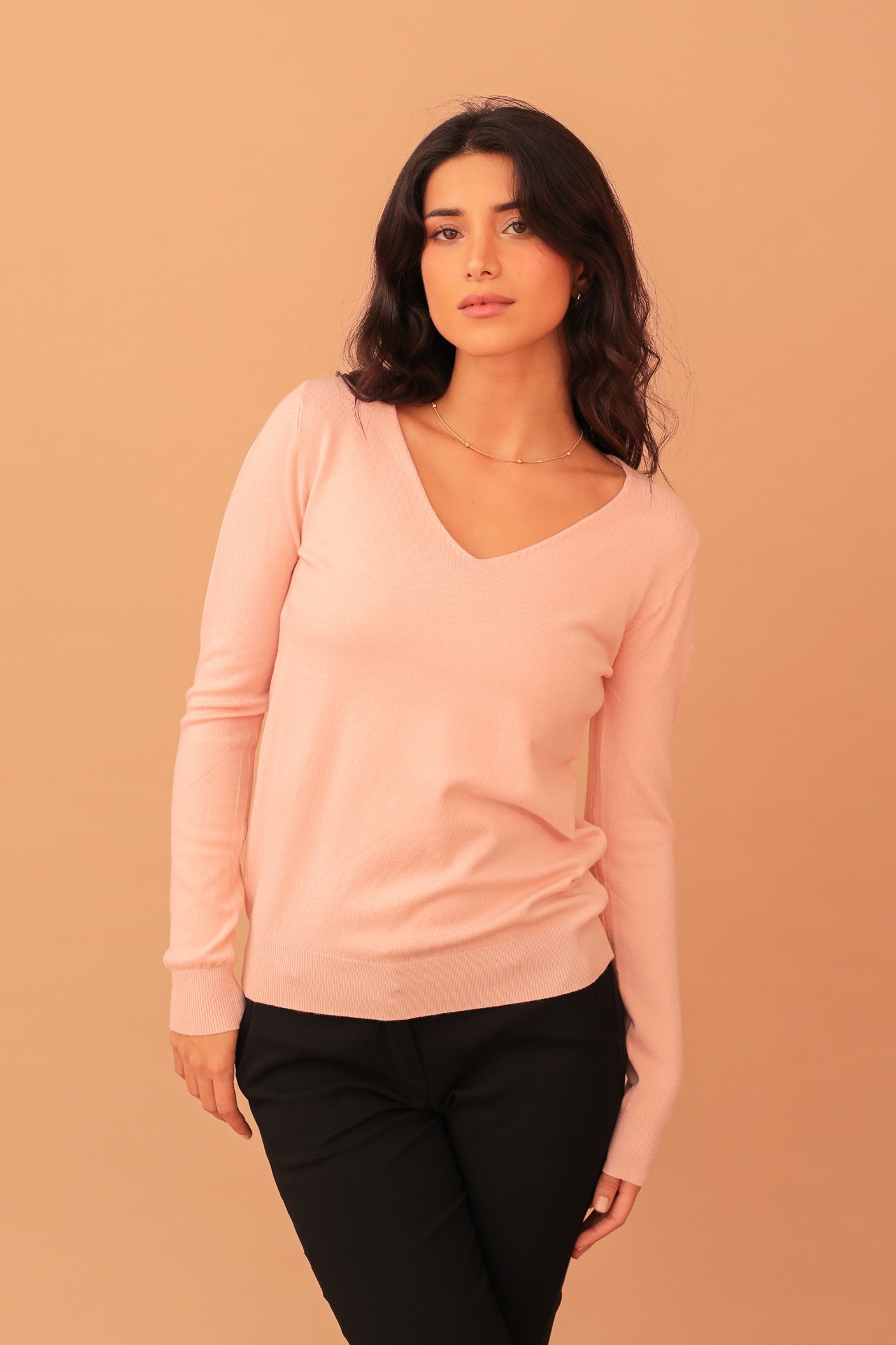 LYDIA V-NECK SOFT KNIT - SALMON - Image 3