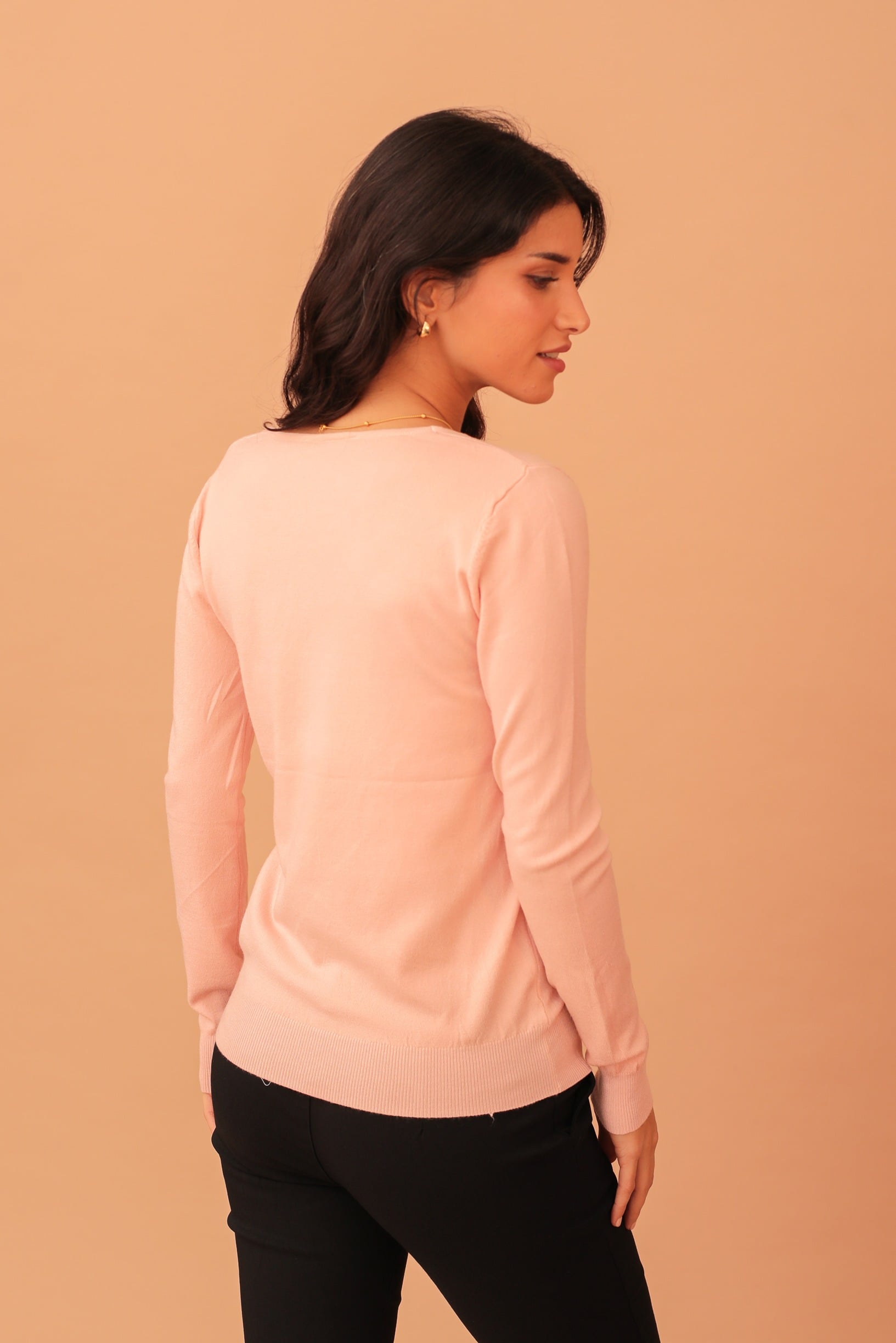 LYDIA V-NECK SOFT KNIT - SALMON - Image 2