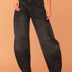 ARIA CRYSTAL EMBELLISHED BANANA DENIM - BLACK