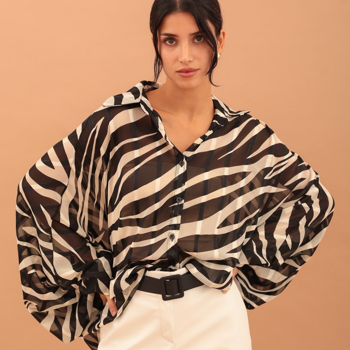 AVA WIDE ZEBRA PRINT SHIRT