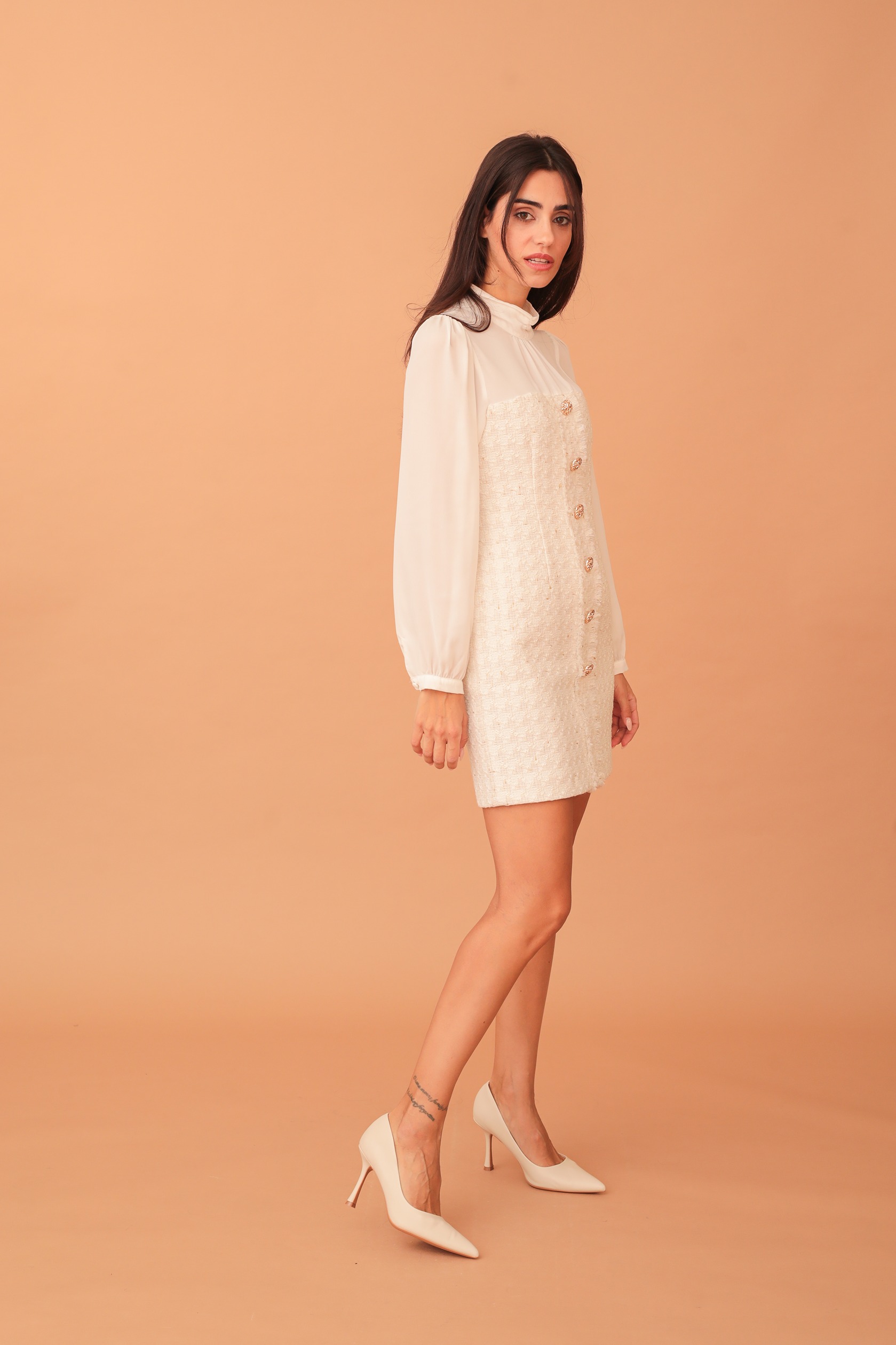 BRIELLE TWEED LONG SLEEVED DRESS - Image 2