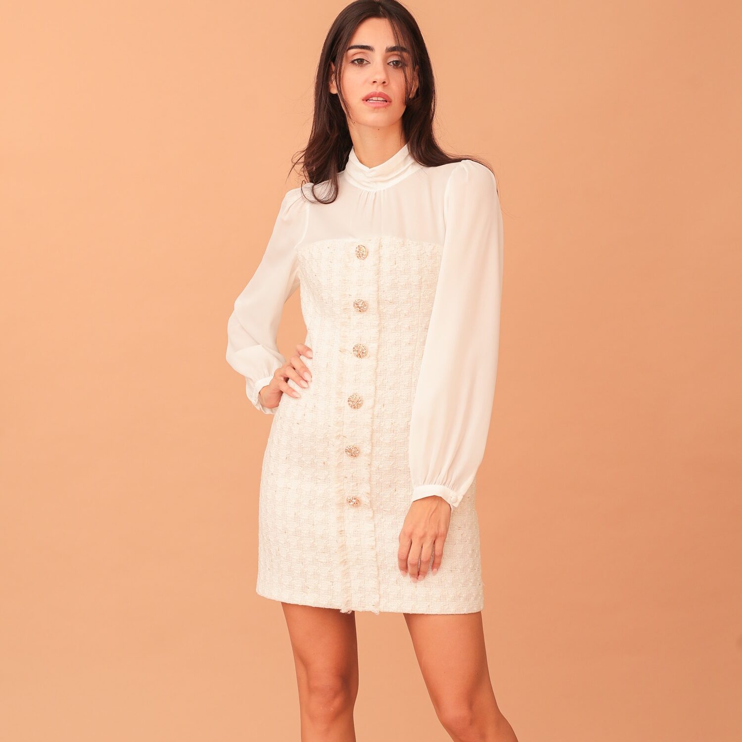 BRIELLE TWEED LONG SLEEVED DRESS