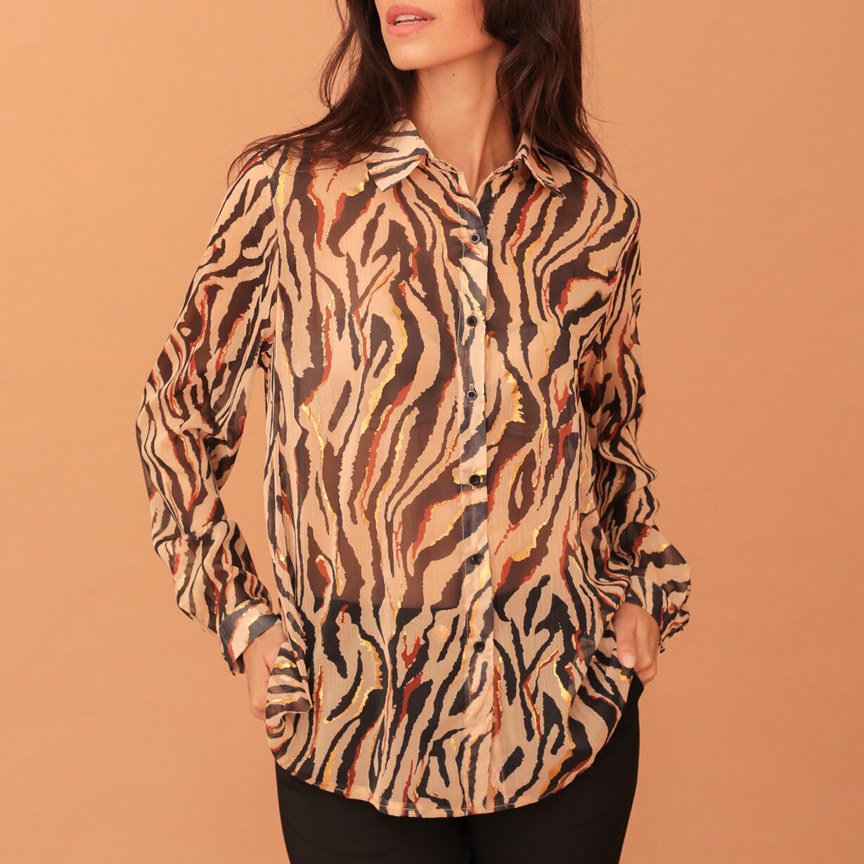 ARABELLA BROWN ZEBRA PRINT SHIRT