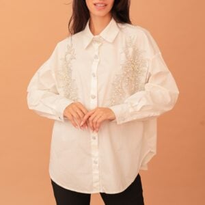 NOELLE CRYSTAL EMBELLISHED SHIRT - WHITE